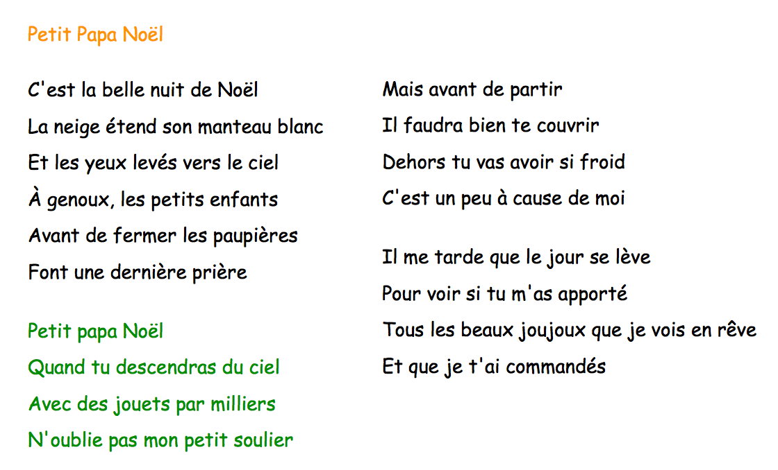 プチ・パパ・ノエル　フランス語歌詞